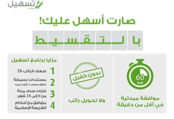 تسهيل اسم على مسمى أسرع تمويل شخصي سعودي للمواطن والمتقاعد والمقيم بدون كفيل